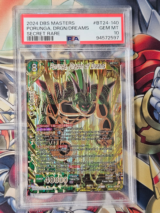 Porunga Dragon of Dreams BT-24 #140 Secret Rare PSA 10 GEM MINT Dragon Ball Super Card Game
