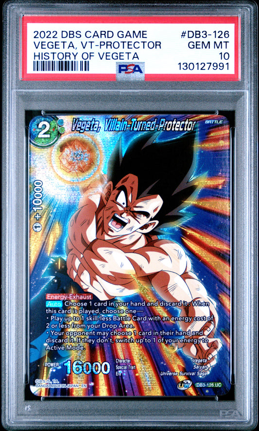 Vegeta, Villian-Turned-Protector Theme Selection History Of Vegeta Db3-126 GEM MINT 10 Dragon Ball Super Card Game - Masters