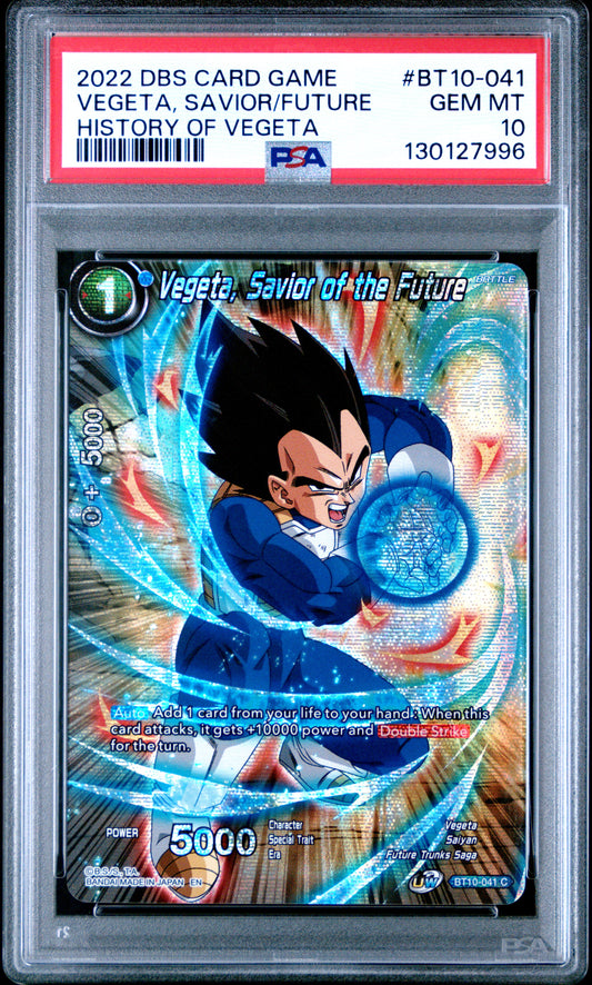 Vegeta, Savior Of The Future Theme Selection History Of Vegeta Bt10-041 GEM MINT 10 Dragon Ball Super Card Game - Masters