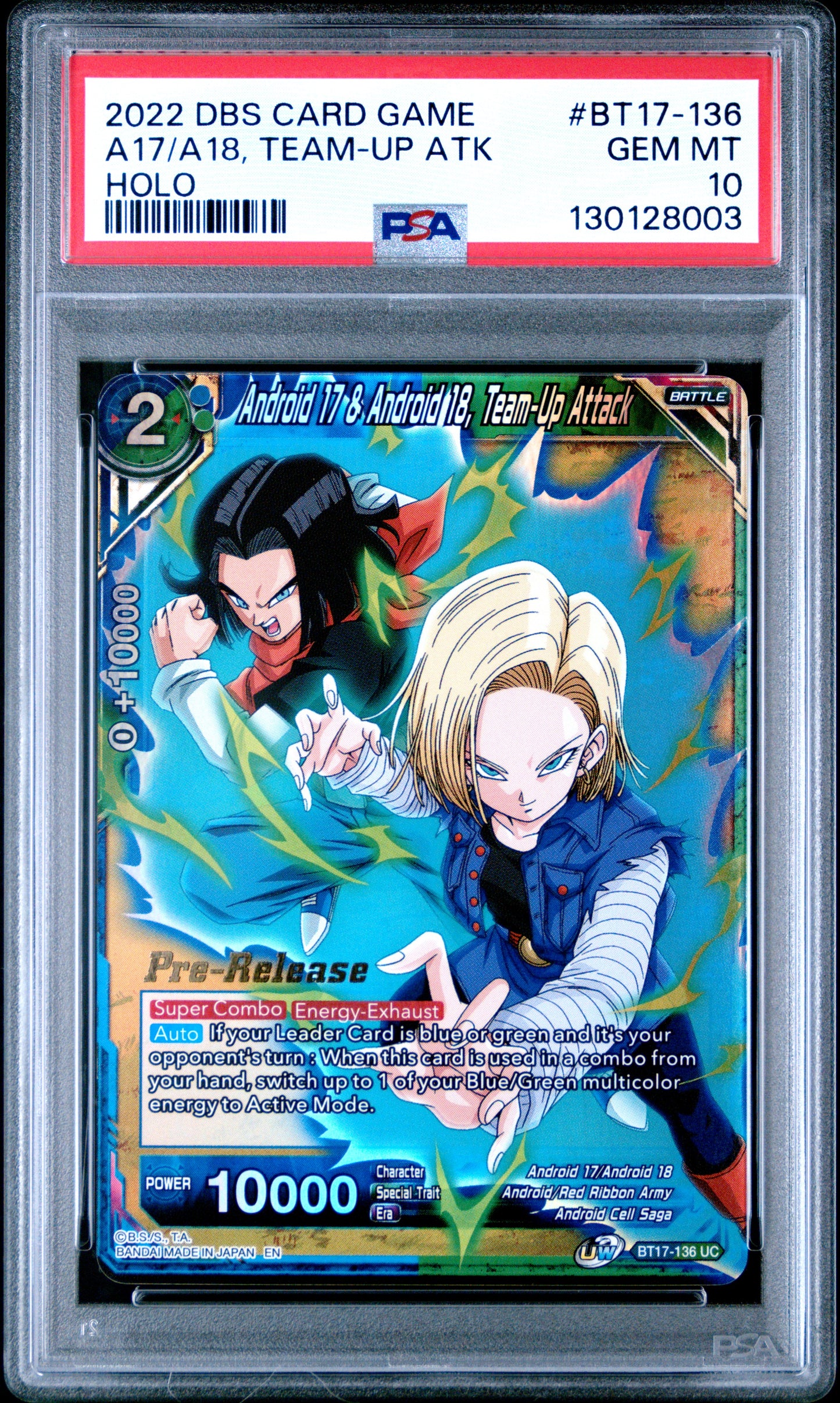 Android 17 & Android 18, Team-Up Attack Series 17 Ultimate Squad Bt17-136 Pre-Release GEM MINT 10 Dragon Ball Super Card Game - Masters