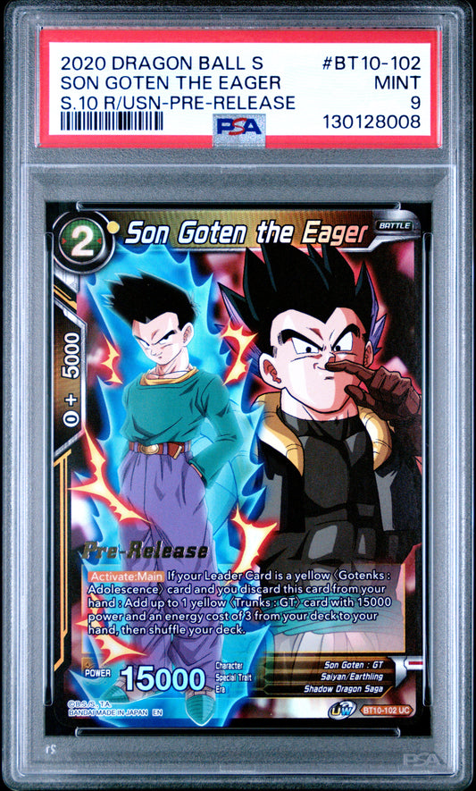 Son Goten The Eager Series 10 Rise Of The Unison Warrior Bt10-102 Pre-Release GEM MINT 10 Dragon Ball Super Card Game - Masters