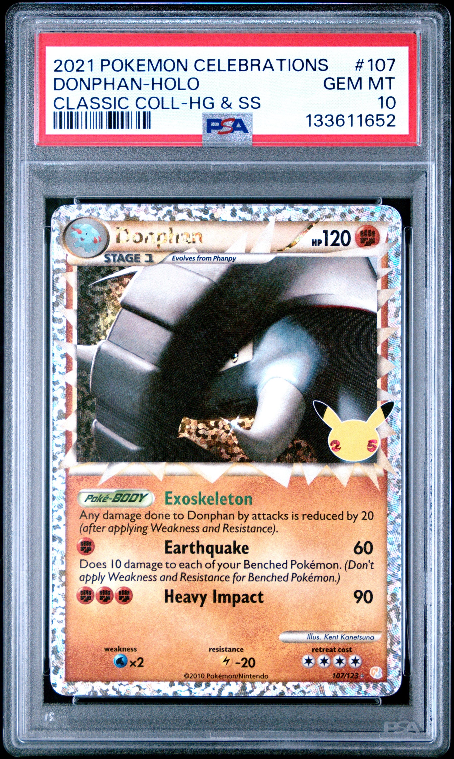 Donphan Celebrations Classic Collection 107 Holo GEM MINT 10 Pokemon