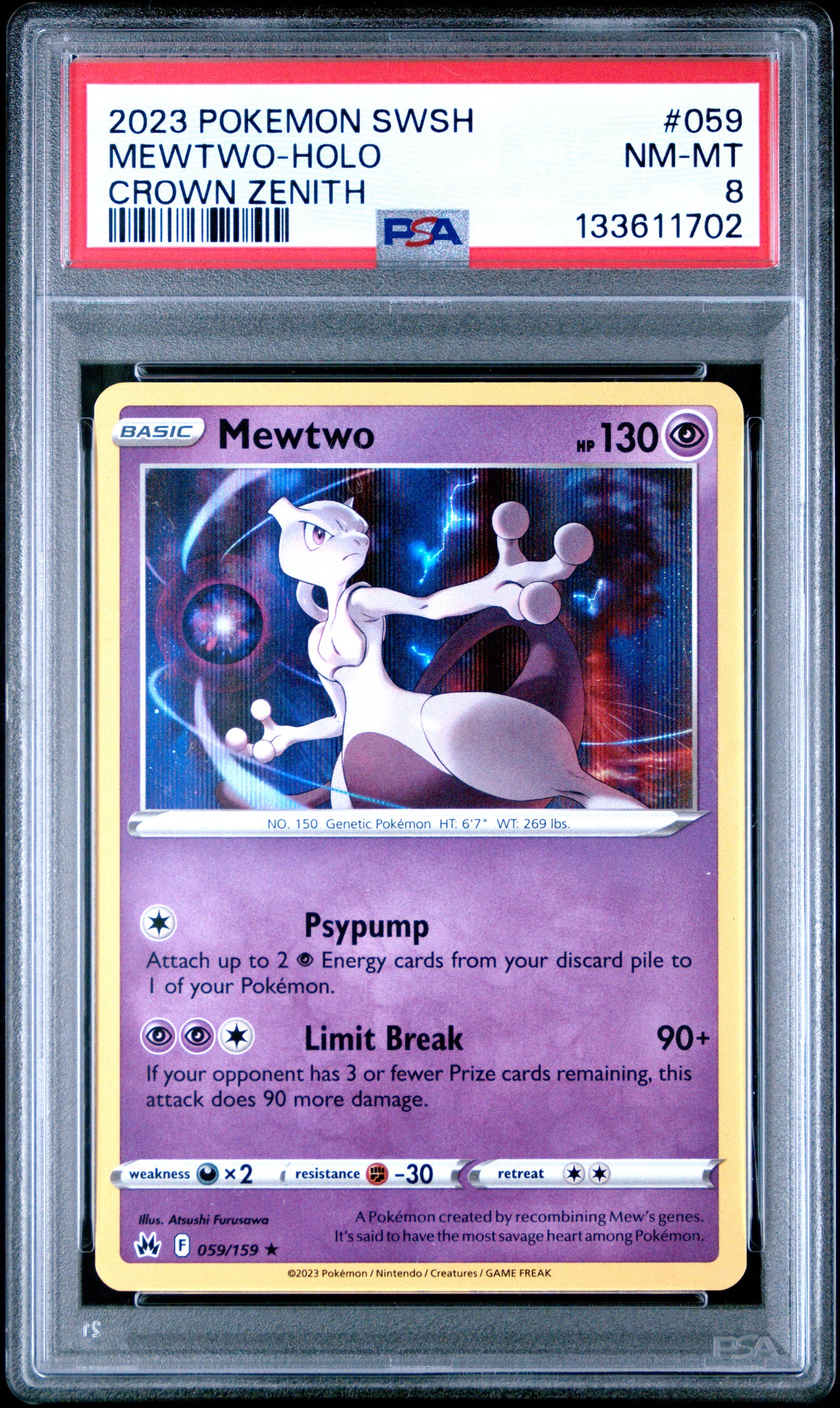 Mewtwo Crown Zenith 059 Holo NM-MINT 8 Pokemon