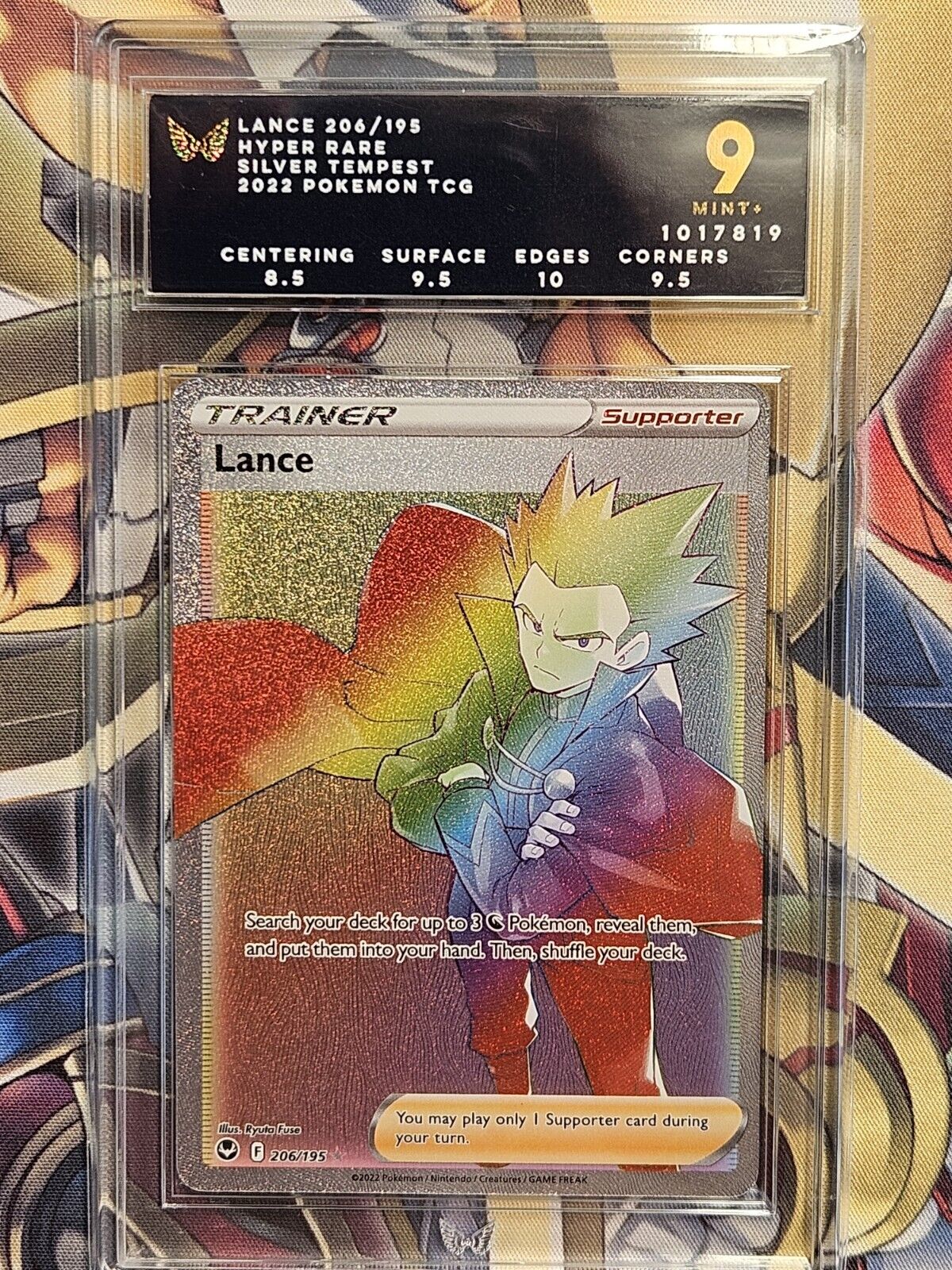 Lance Silver Tempest 206/195 Rainbow Hyper Rare ARK 9 Mint+ Pokemon